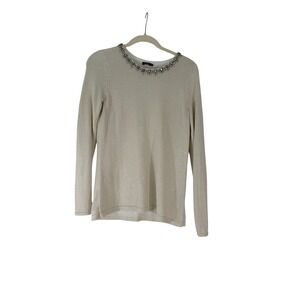 J.McLaughlin Metallic Gold Rhinestone Embellished Knit Sweater Womens Small